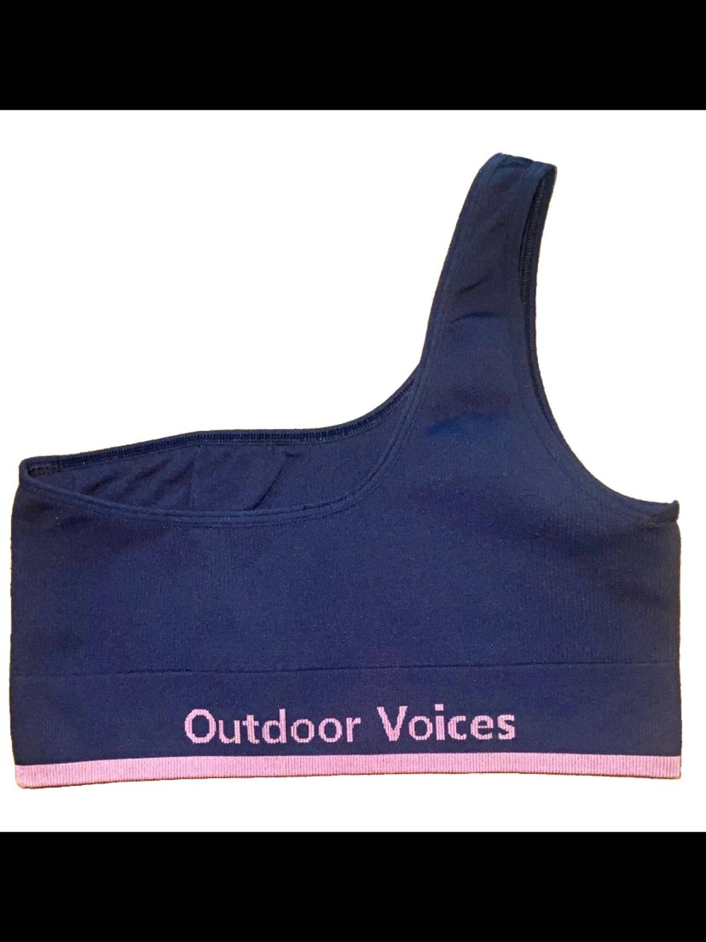 Outdoor Voices One Shoulder Sports Bra Black with Pink